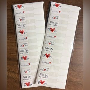 Thank You With Love Sticker Jewelry Strips - White with Red Heart